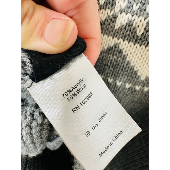 MARISSA WEBB Gray Geometric Knit Wool Blend Crewneck Nordic Sweater size Medium - Picture 8 of 11